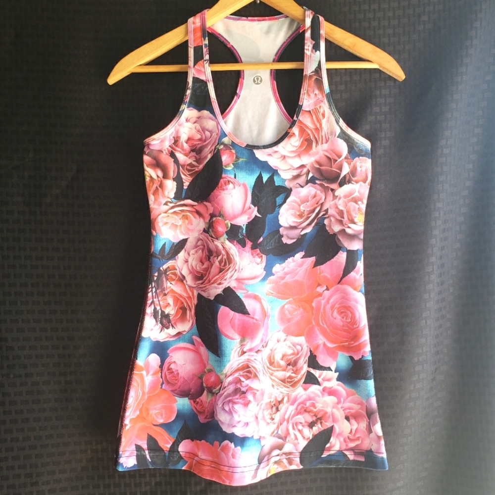 Lululemon Athletica Racerback Pink Floral Print Tank